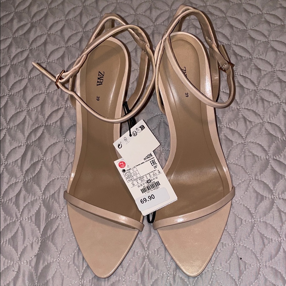 Zara Beige Ankle Strap Heels